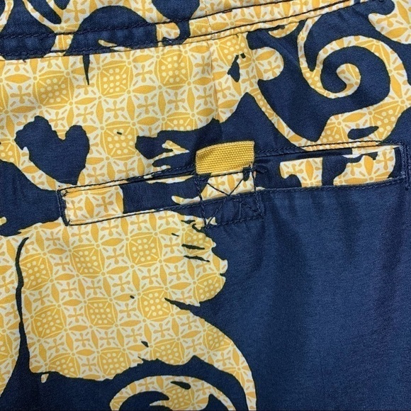 old Navy Swim Surf Board Cargo Style Shorts Hawaiian Vibes Navy Blue Yellow - Picture 7 of 10